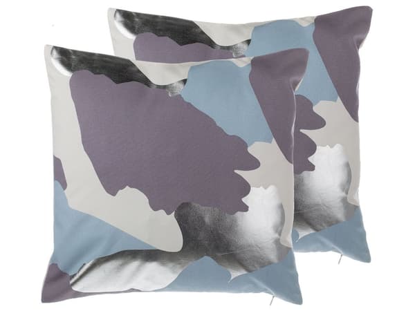 Set med 2 dekorativa kuddar Lila Silver Grå 45 x 45 cm Abstrakt mönster Färgstänktryck Dekor Hemtillbehör