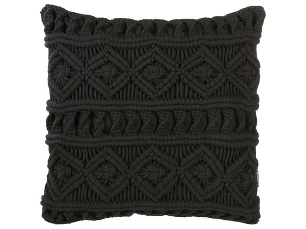Dekorationskuddar Set av 2 Svart Bomull Macrame 45 x 45 cm Rep Boho Retro Dekor Tillbehör