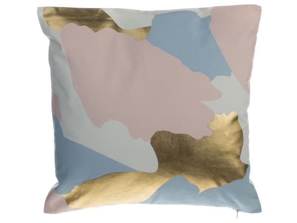 Set med 2 dekorativa kuddar Rosa Blå Guld 45 x 45 cm Abstrakt mönster Färgstänktryck Dekor Hemtillbehör
