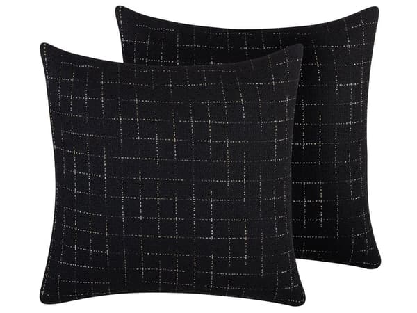 Set med 2 prydnadskuddar Svart Fyrkantigt 45 x 45 cm Nätmönster Geometrisk Minimalistisk modern Inredning Hemtillbehör