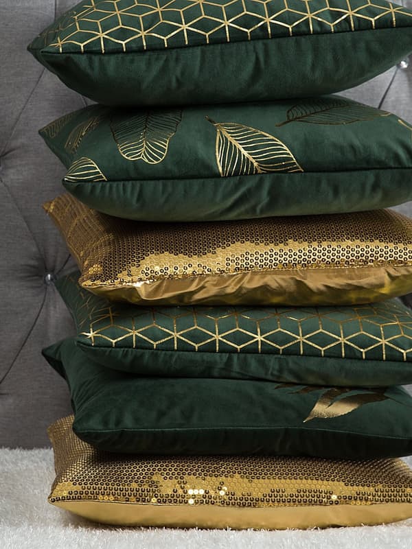 Set med 2 Prydnadskuddar Guld Paljetter 45 x 45 cm Glittrig Glamstil Sovrum Vardagsrum
