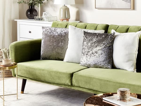 Set med 2 prydnadskuddar Grå Sammet 45 x 45 cm Enkel design Dubbelsidig Glam Modern