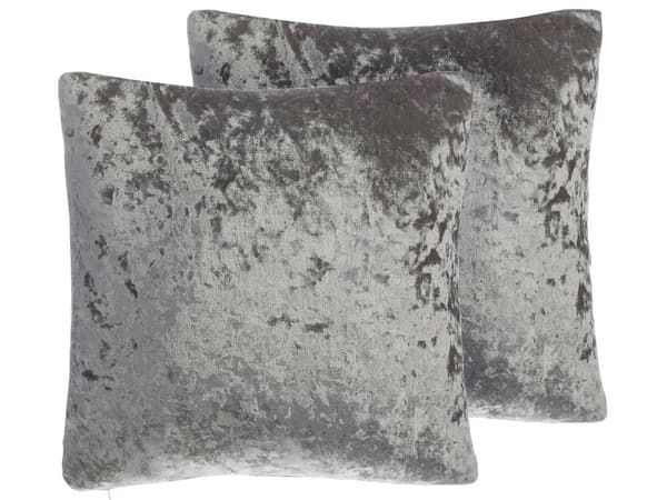 Set med 2 prydnadskuddar Grå Sammet 45 x 45 cm Enkel design Dubbelsidig Glam Modern