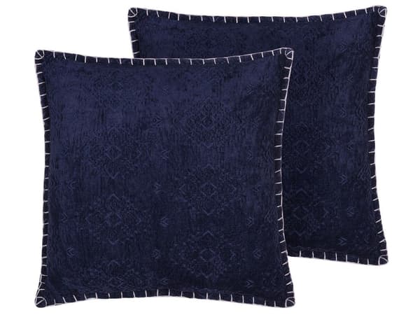 Set med 2 prydnadskuddar Mörkblå Geometriskt mönster 45 x 45 cm Vintage Glamour Inredningstillbehör