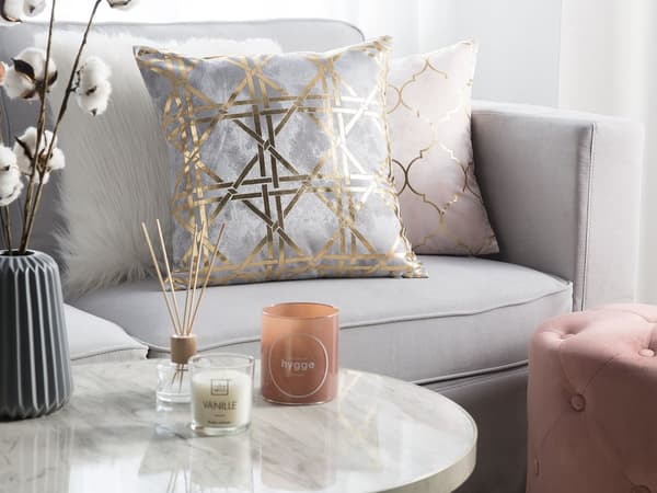 Prydnadskudde 2 st Grå Guld Polyester 45 x 45 cm Minimalistisk Boho Vardagsrum Sovrum Dekor