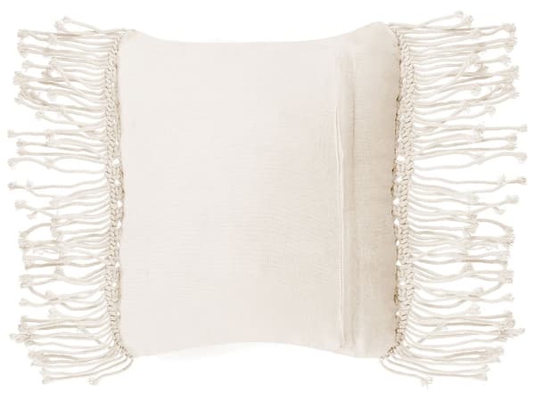 2 st Dekorationskuddar Beige Bomull Macrame 40 x 45 cm med Tofsar Rep Boho Retro Dekor Tillbehör