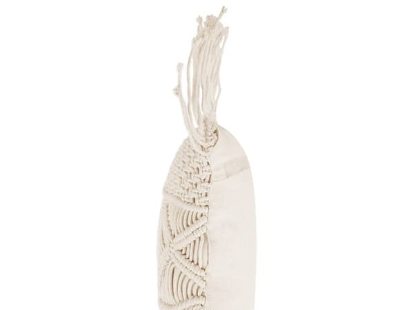 2 st Dekorationskuddar Beige Bomull Macrame 40 x 45 cm med Tofsar Rep Boho Retro Dekor Tillbehör