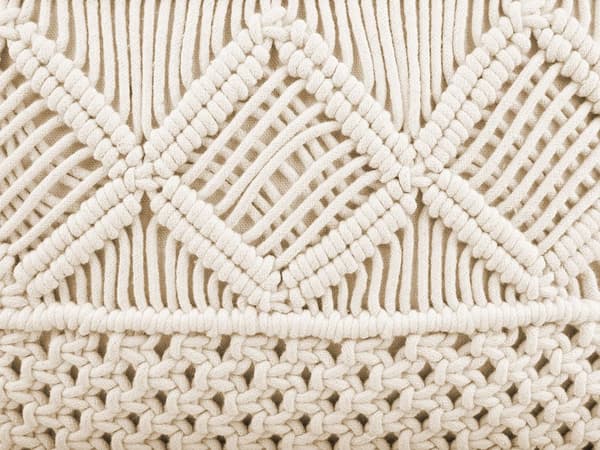 2 st Dekorationskuddar Beige Bomull Macrame 40 x 45 cm med Tofsar Rep Boho Retro Dekor Tillbehör