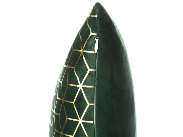 Set med 2 prydnadskuddar Grön Sammet 45 x 45 cm Kubmönster Geometriskt folietryck Modern Glamour Dekor Tillbehör