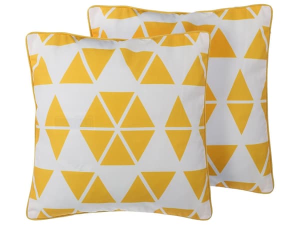 Set med 2 prydnadskuddar 45 x 45 cm Gula trianglar Geometriskt mönster Moderna Minimalistiska Dekor Hemtillbehör