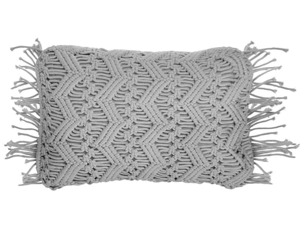 Set med 2 prydnadskuddar Grå Bomull Makramé 30 x 45 cm med Tofsar Boho Retro Dekor Hemtillbehör
