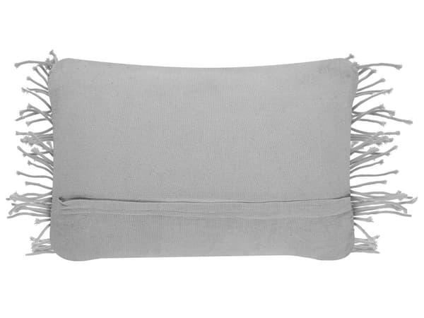 Set med 2 prydnadskuddar Grå Bomull Makramé 30 x 45 cm med Tofsar Boho Retro Dekor Hemtillbehör