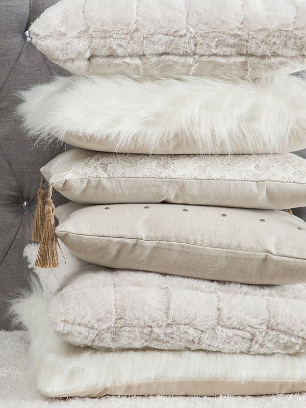 Set med 2 prydnadskuddar Vit Polyester Fuskpäls 45 x 45 cm Shaggy