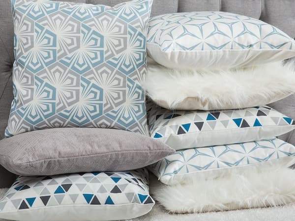 Set med 2 prydnadskuddar Vit Polyester Fuskpäls 45 x 45 cm Shaggy