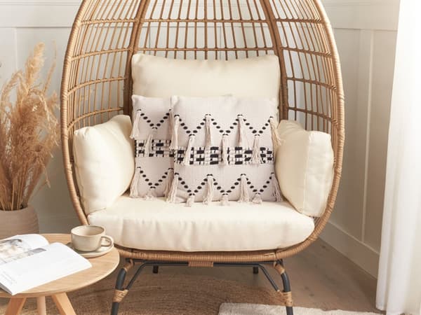 Set med 2 prydnadskuddar Beige Bomull 45 x 45 cm med tofsar Boho Dekoration