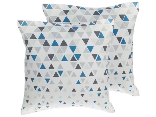 Set med 2 prydnadskuddar Grå blå 45 x 45 cm Triangelmönster Geometriskt tryck Modern