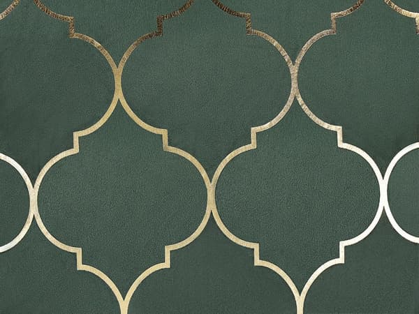 Set med 2 Prydnadskuddar Sammet Grön Quatrefoil Mönster 45 x 45 cm Folietryck Marockansk Klöver Glamour