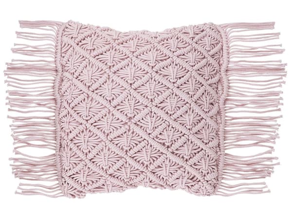 Set med 2 prydnadskuddar Rosa Bomull 40 x 40 cm Makramé med tofsar Boho Retro Dekortillbehör