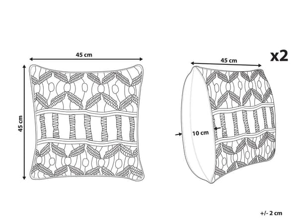 Set av 2 Dekorationskuddar Beige Bomull Macrame 45 x 45 cm Rep Boho Retro Dekor Tillbehör
