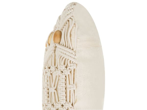Set av 2 Dekorationskuddar Beige Bomull Macrame 45 x 45 cm Rep Boho Retro Dekor Tillbehör