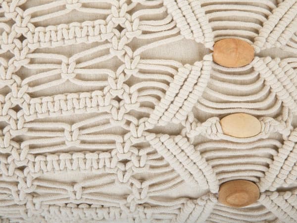 Set av 2 Dekorationskuddar Beige Bomull Macrame 45 x 45 cm Rep Boho Retro Dekor Tillbehör