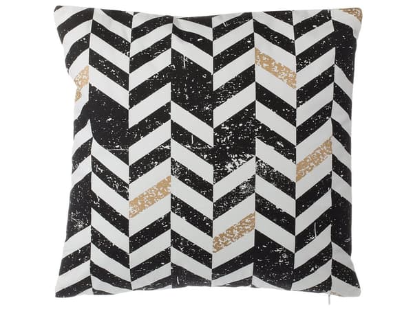 Set med 2 prydnadskuddar Svart Vit Guld Bomull 45 x 45 cm Chevronmönster Geometriskt tryck Glamour