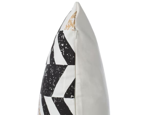 Set med 2 prydnadskuddar Svart Vit Guld Bomull 45 x 45 cm Chevronmönster Geometriskt tryck Glamour