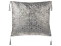 Miniatyrbild 6 av 9: Set med 2 prydnadskuddar Silver Jacquardtyg 45 x 45 cm Kubmönster Med tofsar Geometriskt tryck