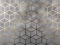 Miniatyrbild 9 av 9: Set med 2 prydnadskuddar Silver Jacquardtyg 45 x 45 cm Kubmönster Med tofsar Geometriskt tryck