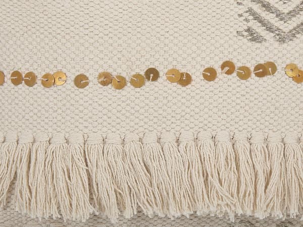 Set med 2 prydnadskuddar Beige 45 x 45 cm med tofsar Boho Retro Dekor Tillbehör