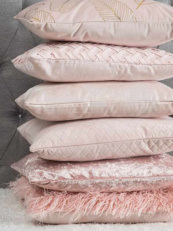 Set med 2 prydnadskuddar Rosa Sammet 45 x 45 cm Enkel design Dubbelsidig Glam Modern
