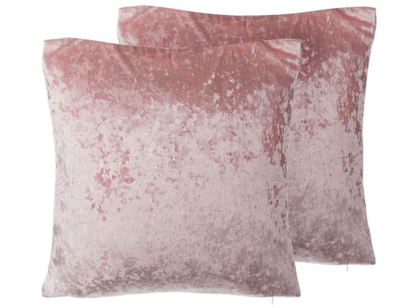 Set med 2 prydnadskuddar Rosa Sammet 45 x 45 cm Enkel design Dubbelsidig Glam Modern