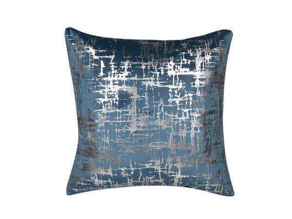 Set med 2 prydnadskuddar Blå Silver Sammet 45 x 45 cm Sprakande effekt Folietryck Glamour Dekor Hemtillbehör