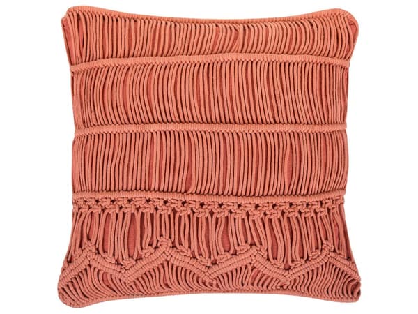 Set av 2 Dekorationskuddar Orange Bomull Macrame 45 x 45 cm Rep Boho Retro Dekor Tillbehör