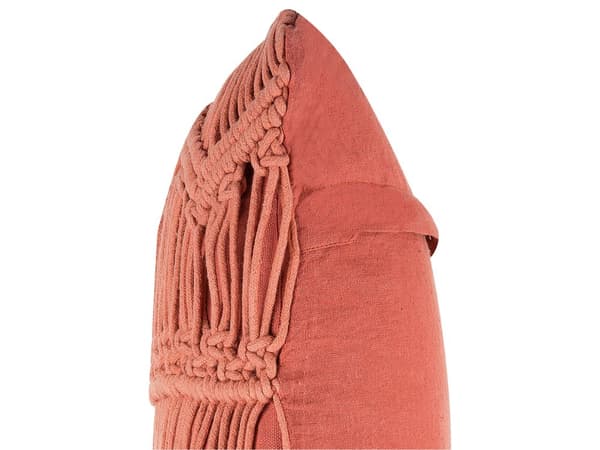 Set av 2 Dekorationskuddar Orange Bomull Macrame 45 x 45 cm Rep Boho Retro Dekor Tillbehör