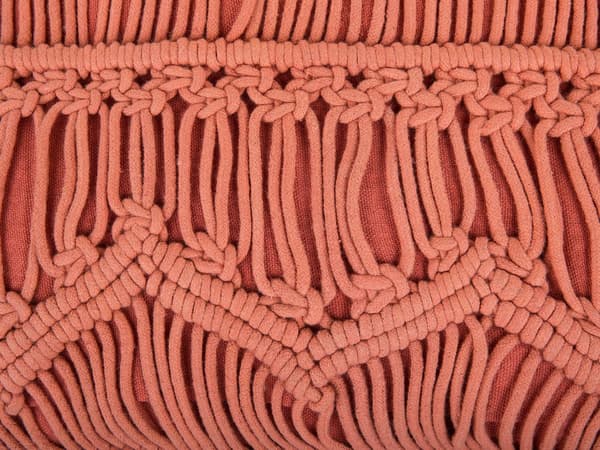 Set av 2 Dekorationskuddar Orange Bomull Macrame 45 x 45 cm Rep Boho Retro Dekor Tillbehör