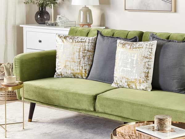 Set med 2 prydnadskuddar Guld Sammet 45 x 45 cm Sprakande effekt Folietryck Glamour Dekor Hemtillbehör