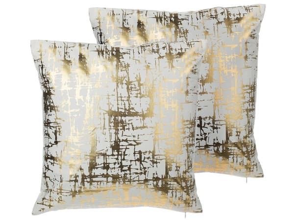Set med 2 prydnadskuddar Guld Sammet 45 x 45 cm Sprakande effekt Folietryck Glamour Dekor Hemtillbehör