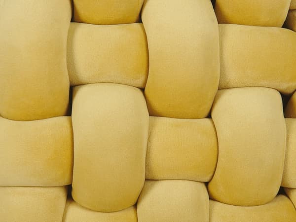 Prydnadskudde Gul Sammet 30 x 30 cm Uppknuten Fluffig Kvadrat Dekorativ Modern