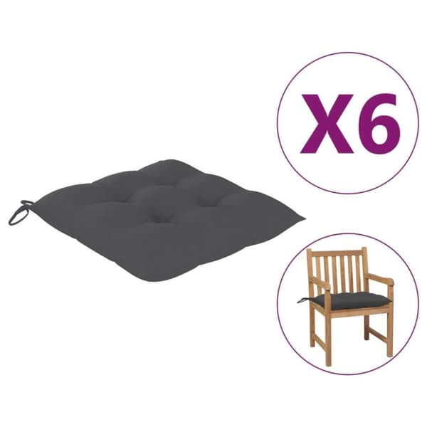 vidaXL Stolsdynor 6 st antracit 50x50x7 cm oxfordtyg