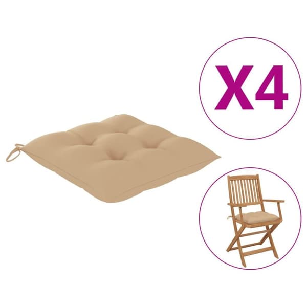 vidaXL Stolsdynor 4 st beige 40x40x7 cm oxfordtyg