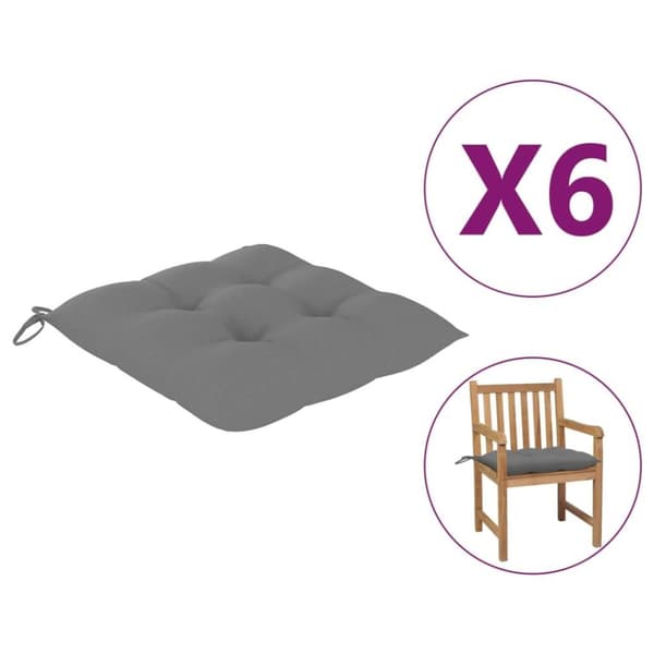 vidaXL stolehynder 6 stk. 50x50x7 cm oxfordstof grå