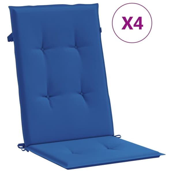 vidaXL stolehynder m. høj ryg 4 stk. 120x50x3 cm stof kongeblå