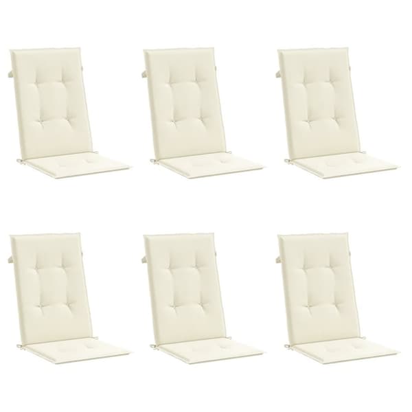 vidaXL stolehynder m. høj ryg 6 stk. 120x50x3 cm stof cremefarvet