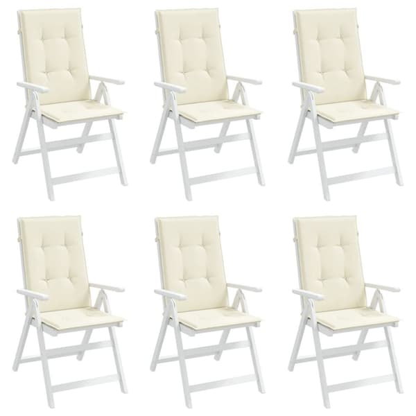 vidaXL stolehynder m. høj ryg 6 stk. 120x50x3 cm stof cremefarvet