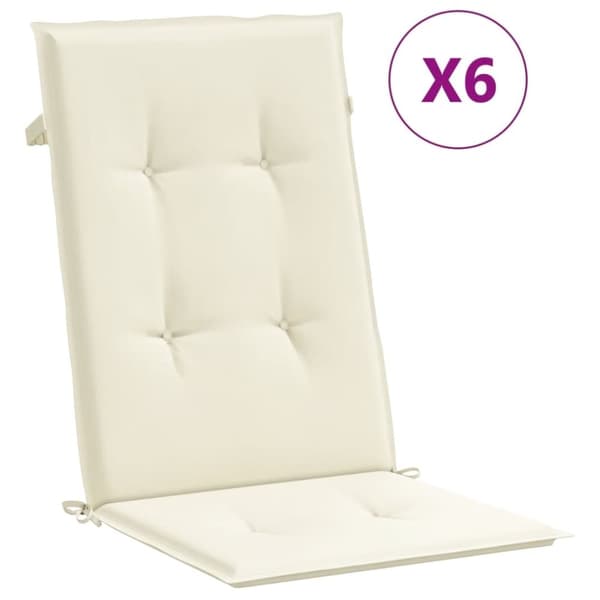 vidaXL stolehynder m. høj ryg 6 stk. 120x50x3 cm stof cremefarvet