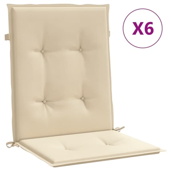 vidaXL stolehynde m. lav ryg 6 stk. 100x50x3 cm oxfordstof beige
