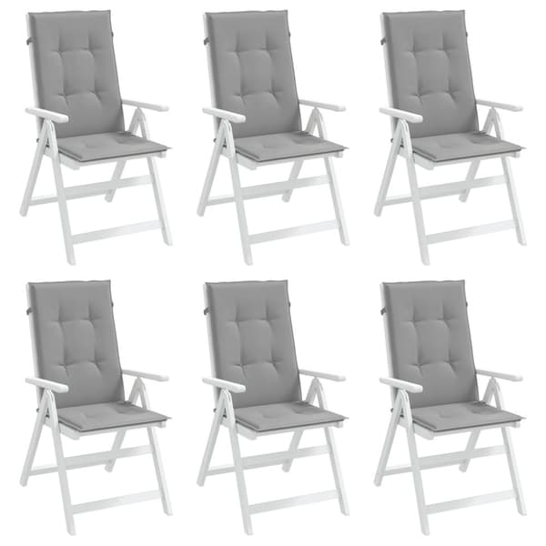 vidaXL stolehynder m. høj ryg 6 stk. 120x50x3 cm stof grå