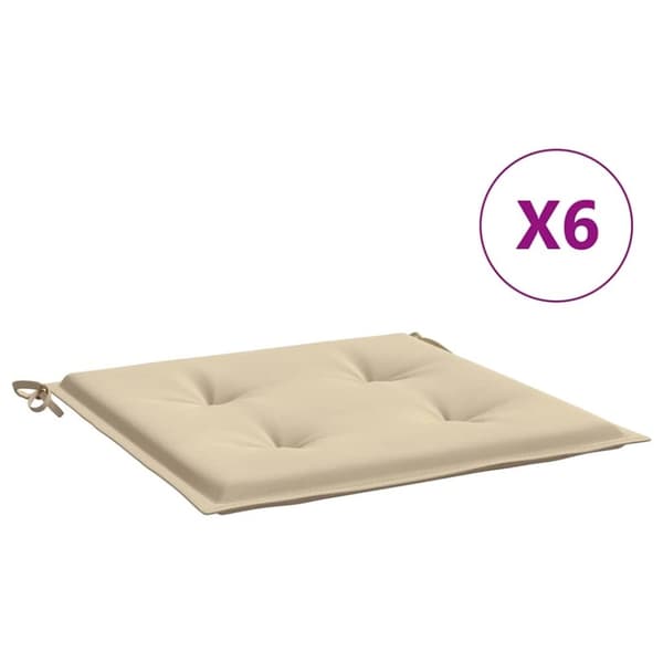 vidaXL hynder til havestol 6 stk. 50x50x3 cm oxfordstof beige