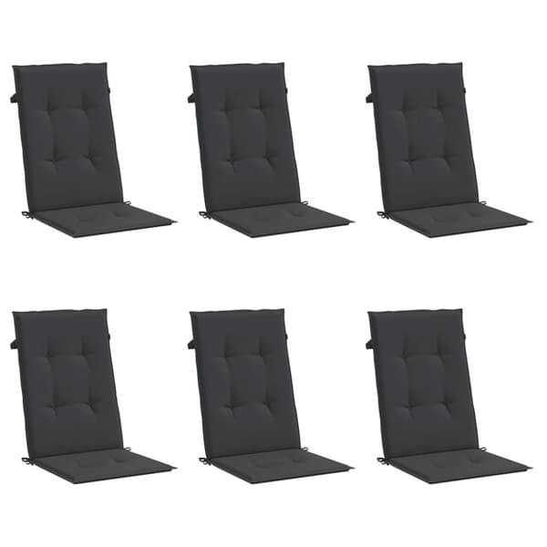 vidaXL stolehynder m. høj ryg 6 stk. 120x50x3 cm stof sort
